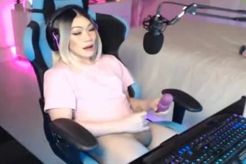 TS Ahri Fox fake penis sperm flow