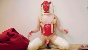 Sissy Latexdoll Training With Horse shlong