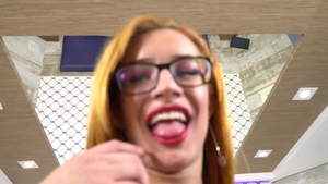 Bigboob Spex ladyboy Smoking And Jerking In Solo Action