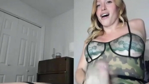 blonde lady-man Masturbating Her penis In bed