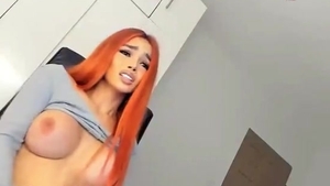 Redhaired latina t-girl Beauty With enormous love muffins Wanks Hard On cam