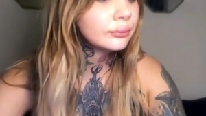 gigantic milk cans tgirl With Full Tattoos Wanks Hard On web camera