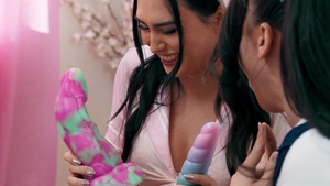 Trans Angels: Kasey Slides the Dildo Deep Inside Ember
